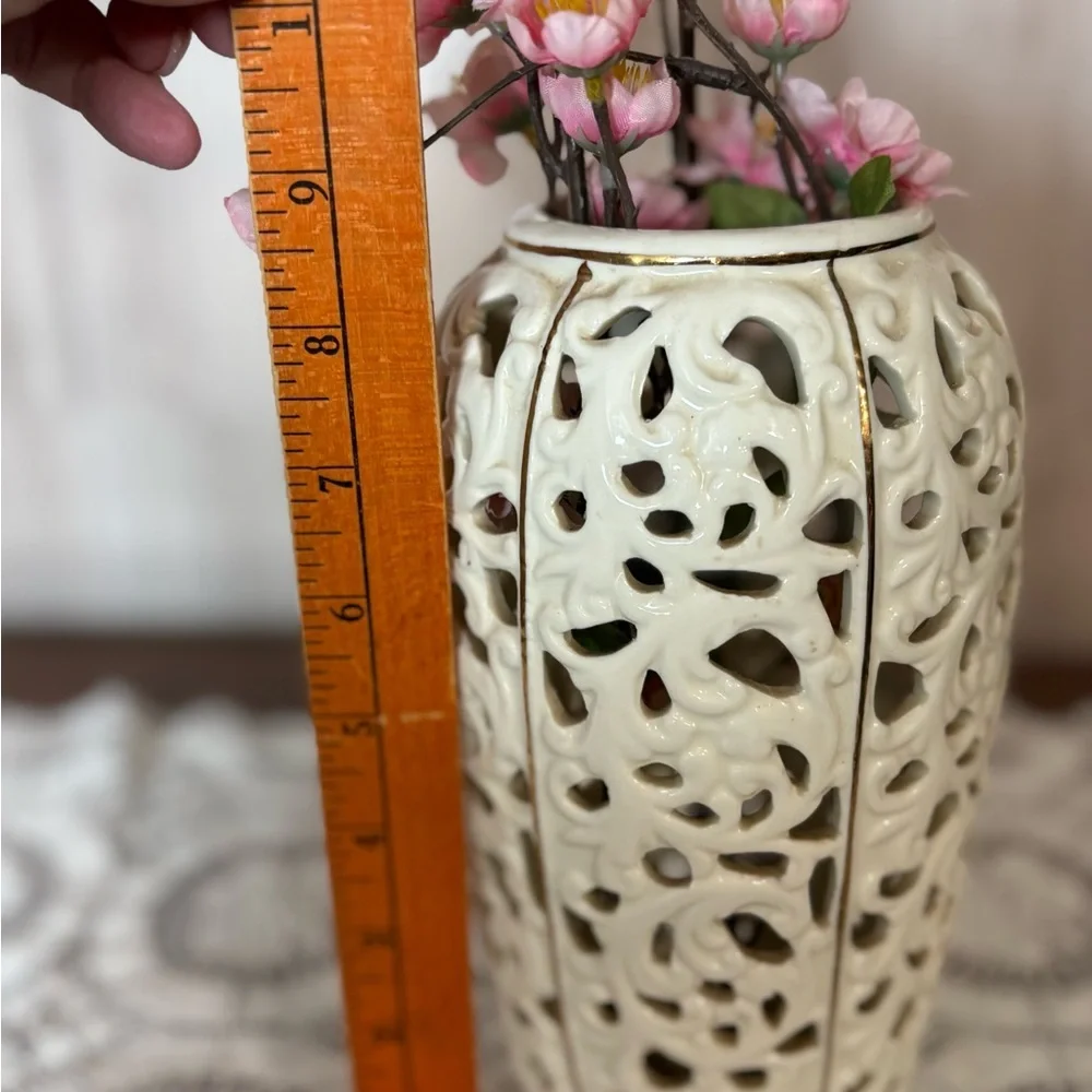 Vintage Porcelain Vase with Gold Accents